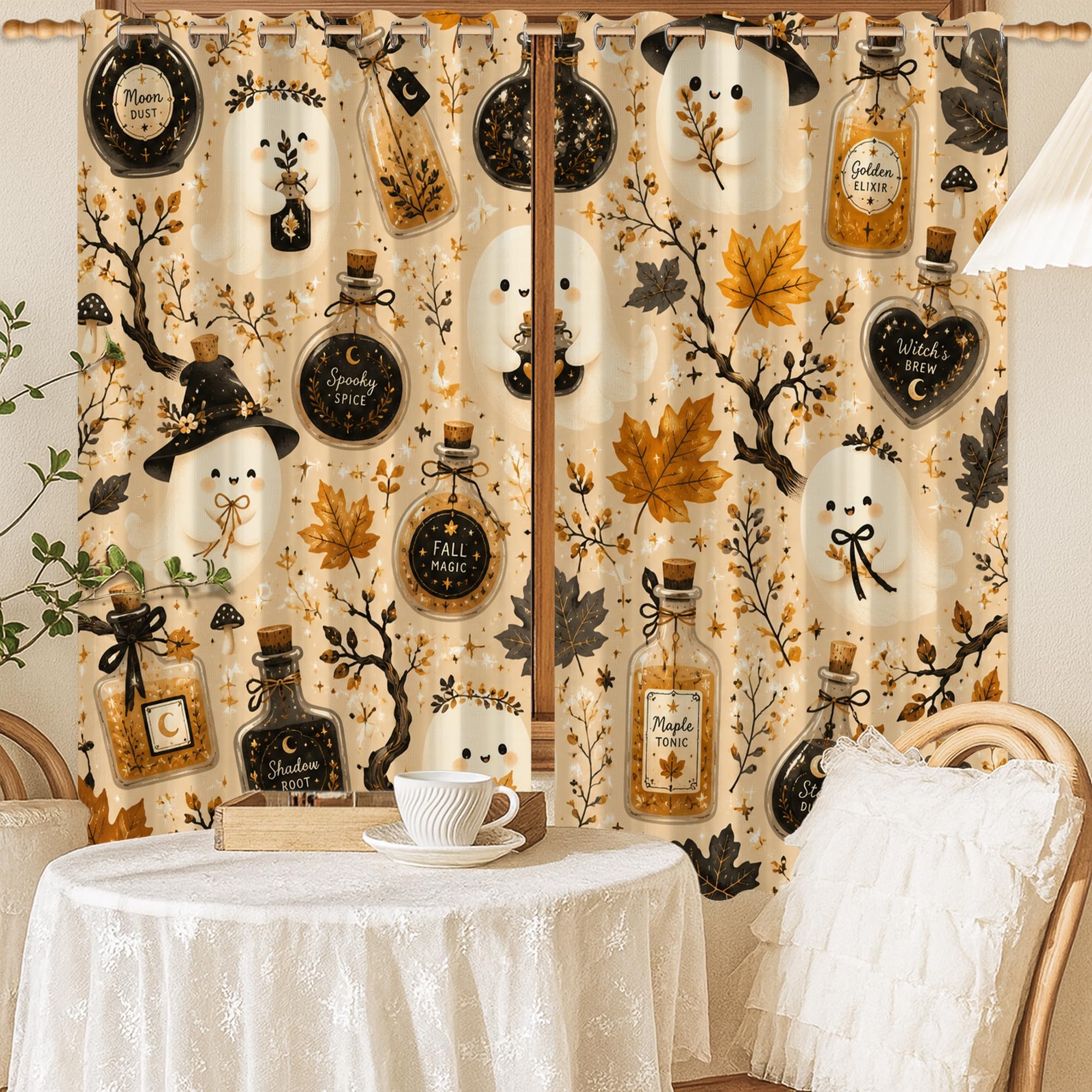 Rideaux de fenêtre imprimés pour salon et décoration d'automne