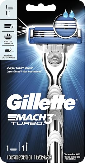 Gillette Mach3 Turbo Men's Razor, Handle & 1 Blade Refill (Packaging May Vary)