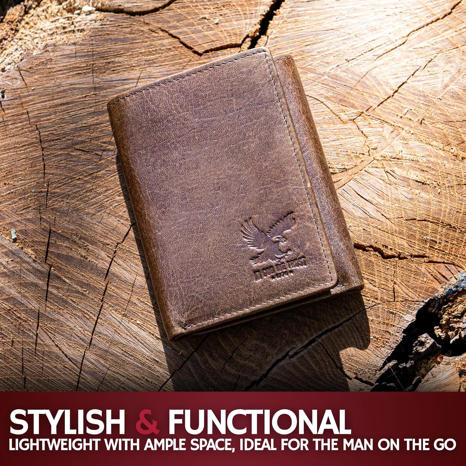 BULL GUARD Best Leather Men's RFID Trifold Wallet With ID Great Outdoor Wallet - Image 5