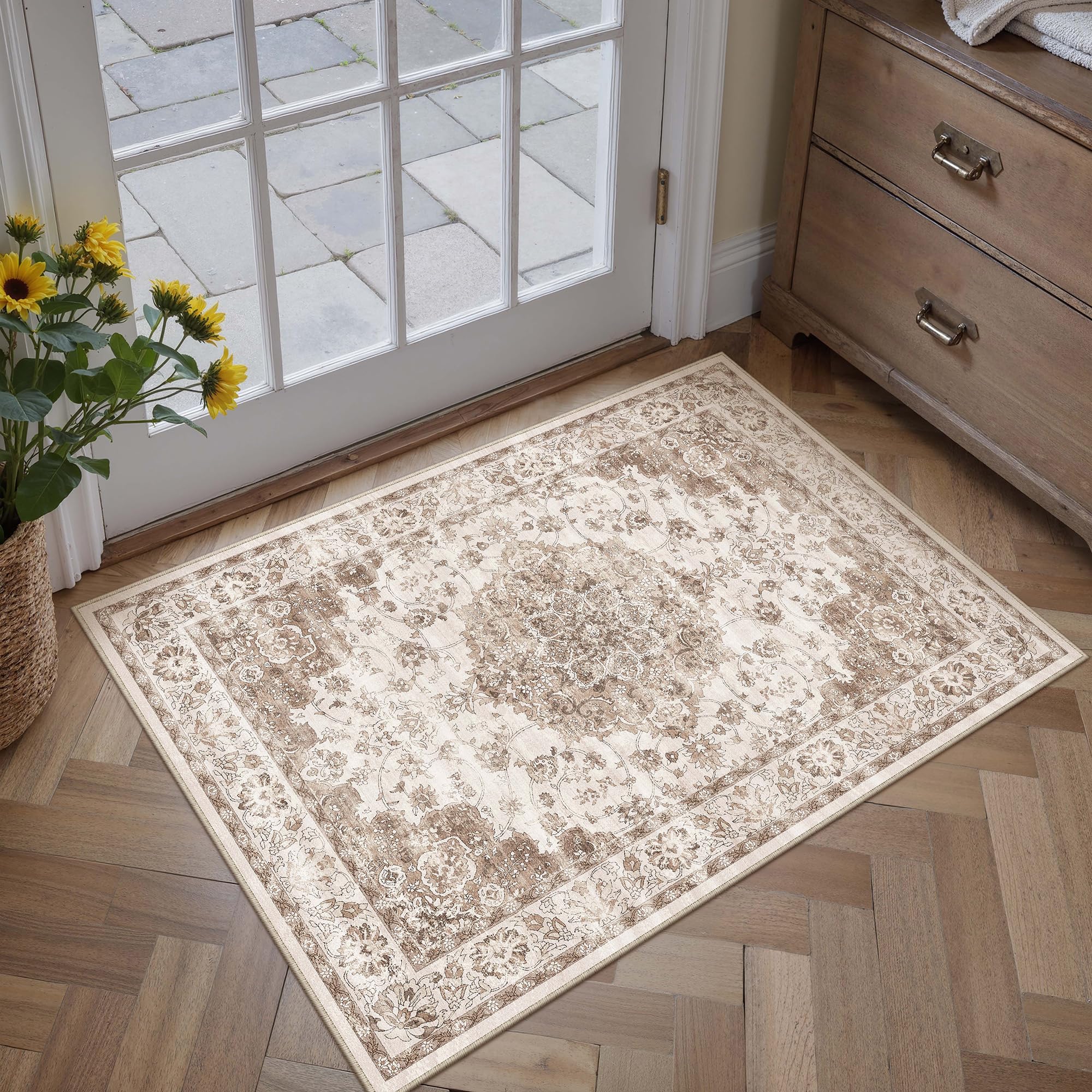 PureCozy Washable Floor Mat 60 x 90 cm Small in Entrance Area Brown — image 1
