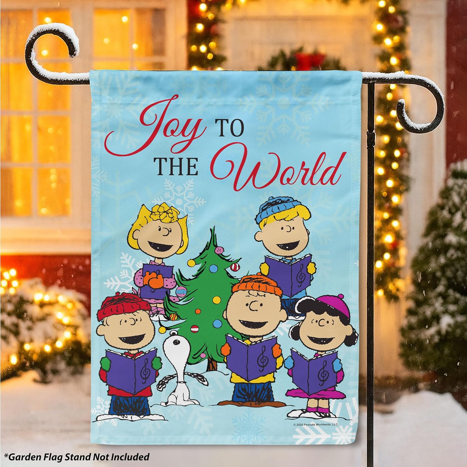 Flagology, PEANUTS Group Carolers – Garden Flag 12" x 18", Officially Licensed Peanuts®, Christmas