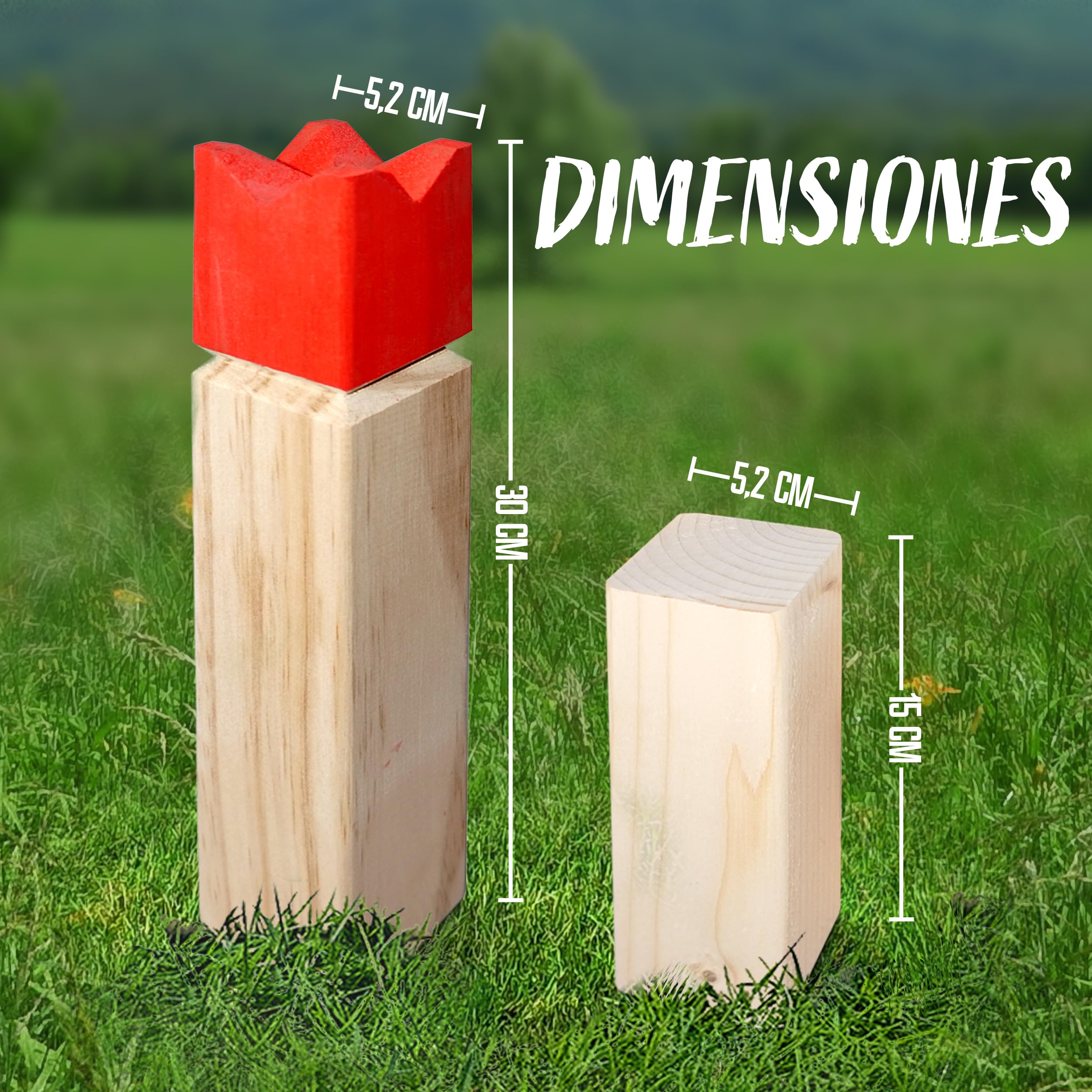 Ocean 5 Juego Kubb Original de Escandinavia – Ajedrez Vikingo con Corona Azul – Juegos Exterior Niños y Adultos – Juegos Infantiles Exterior para Lanzamientos - Juego Habilidad Adultos y Niños