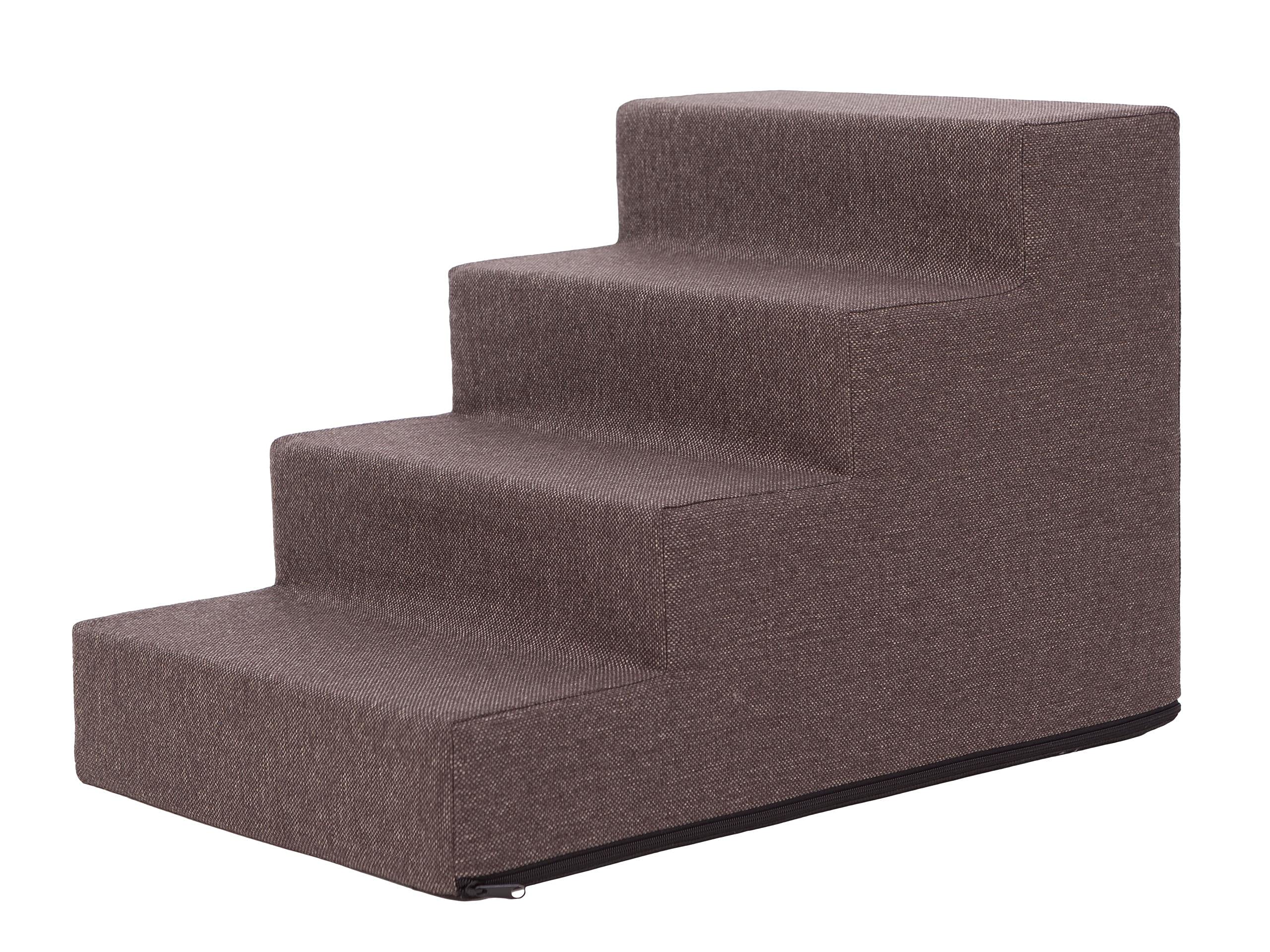 PillowPrim Scaletta per animali domestici, per cani di piccola taglia, rampa per gatti, 4 livelli, grande, marrone, altezza 40 cm