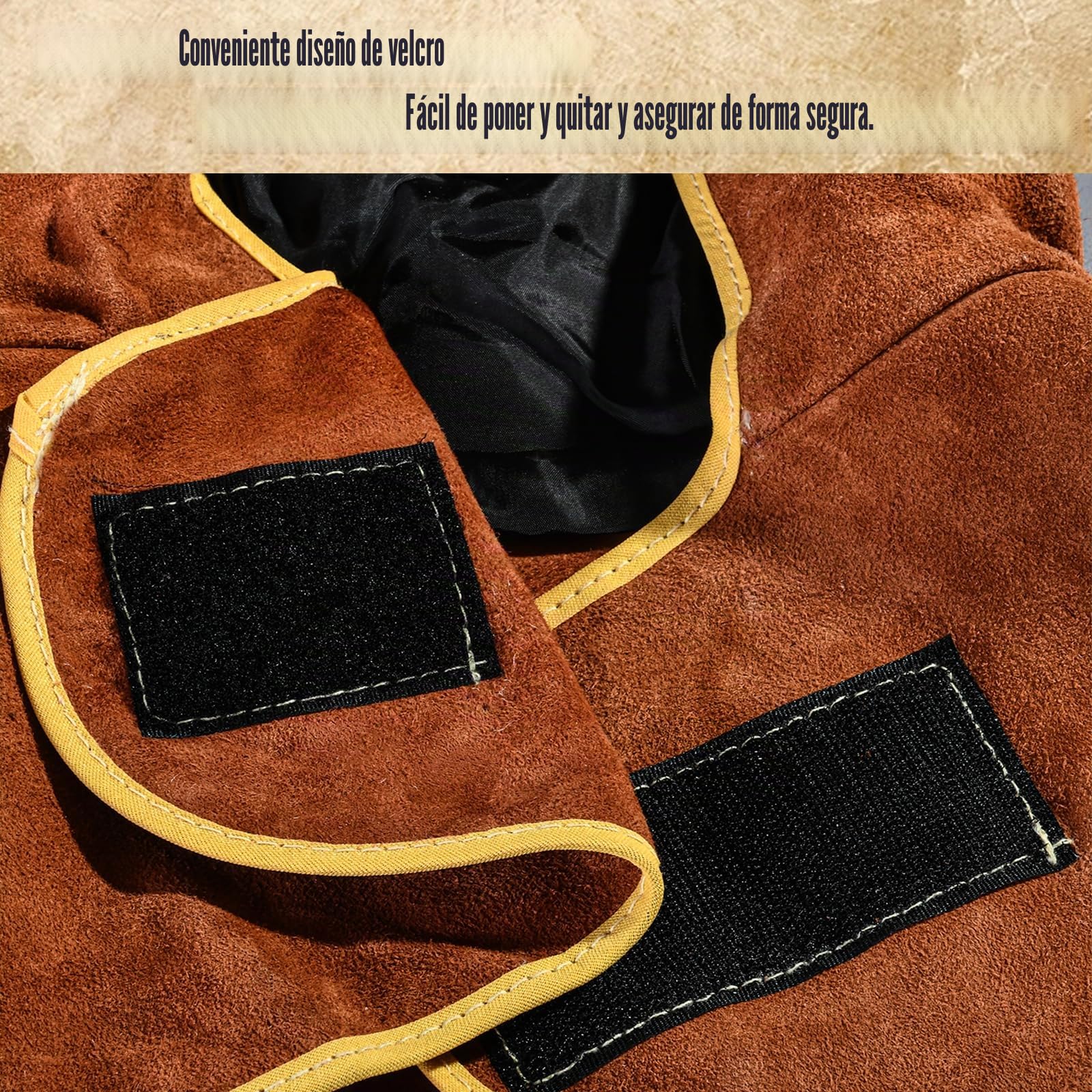 QeeLink Capucha de Soldadura, Gorro para Soldador de Cuero Partido de la Vaca con Cobertor para Cuello y Hombro, Protección de Cabeza, Marrón