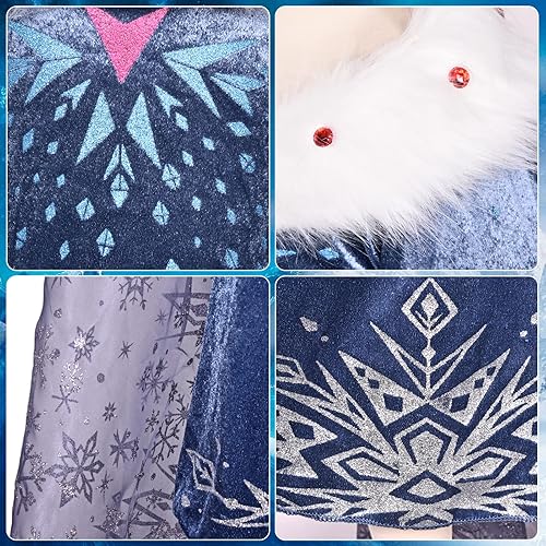 Miniatura 4 de Latocos Disfraz de princesa Elsa de Frozen para niñas, disfraz de invierno con capa de cosplay con accesorios, regalos de cumpleaños de Halloween