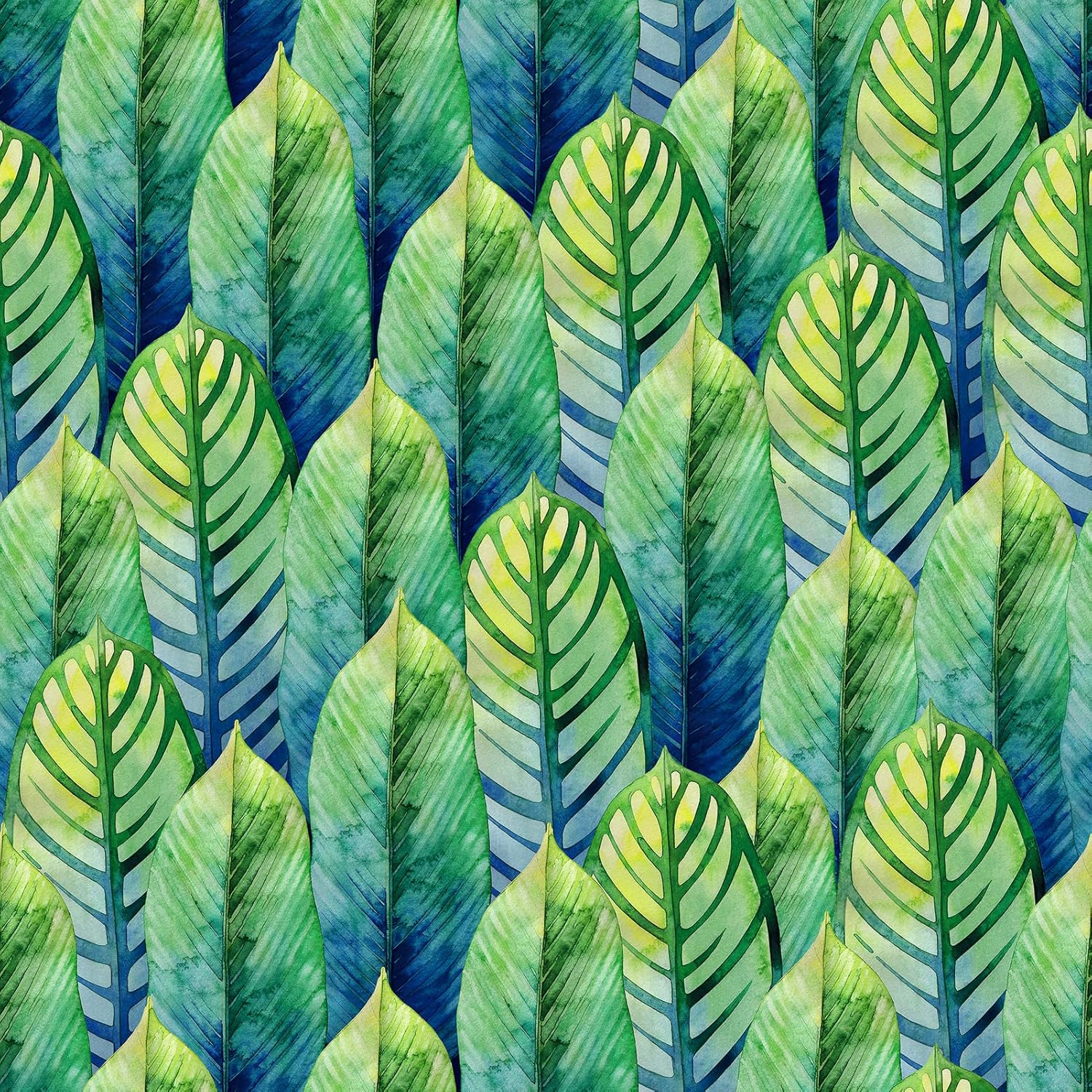 Yullpaper Dschungel Tapete Selbstklebend 44,5x260cm - Grüne Blatt Muster Möbelfolie