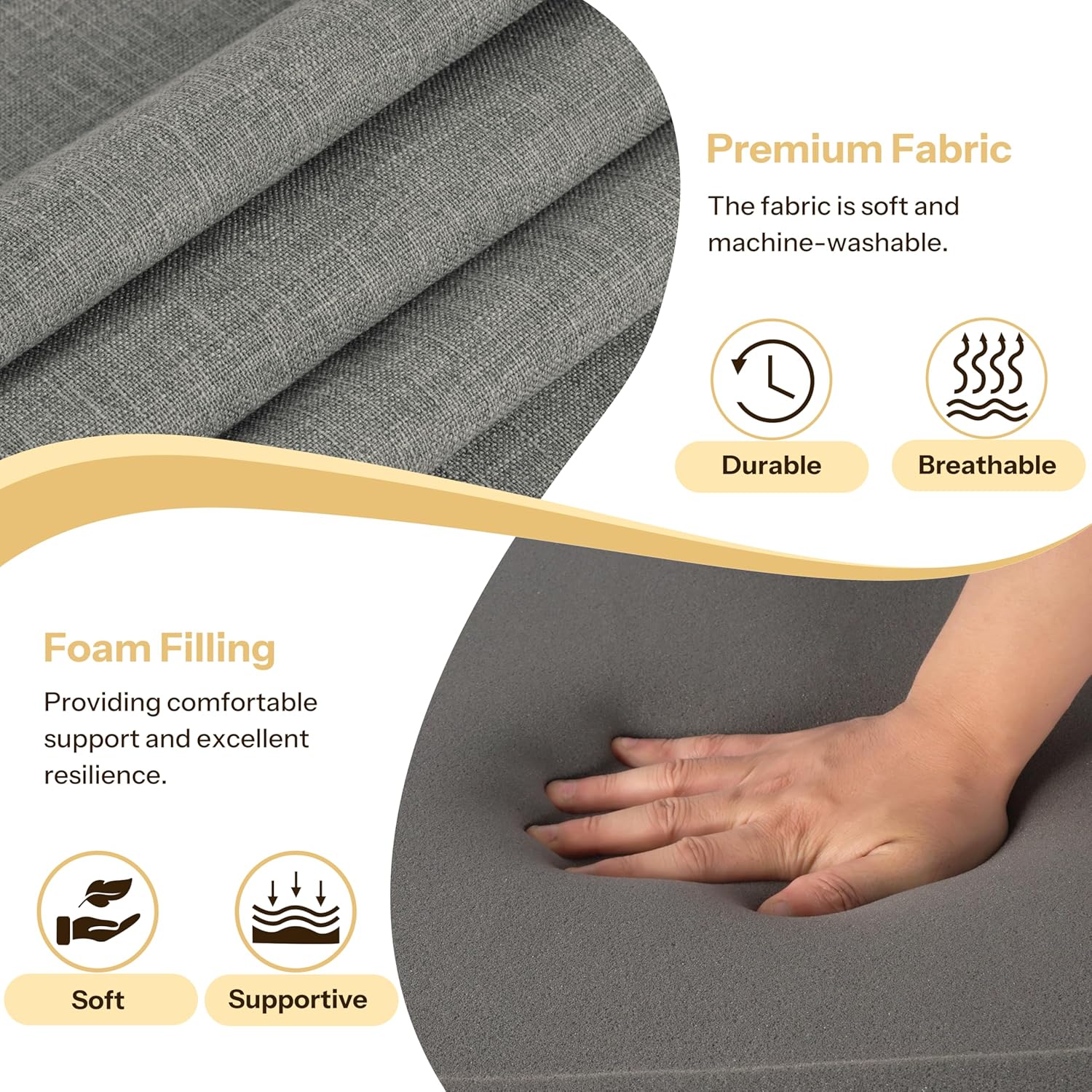 2.4 Inch Thick Metal Chair Cushions 14x14 Inch Set of 4 Non Slip Metal Dining Chair Pads with Ties and Removable Cover Seat Cushion for Cafe Kitchen Dining Room Light Grey