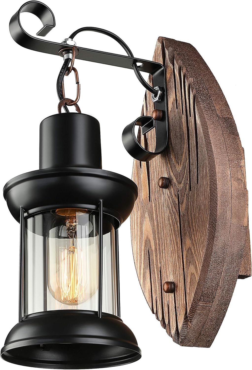 NIUYAO Restoration Industrial Style Wall Sconce Single Head Vintage Retro Wooden Metal Painting Color Wall lamp for The Home/Hotel/Corridor Decorate Wall Light 428835