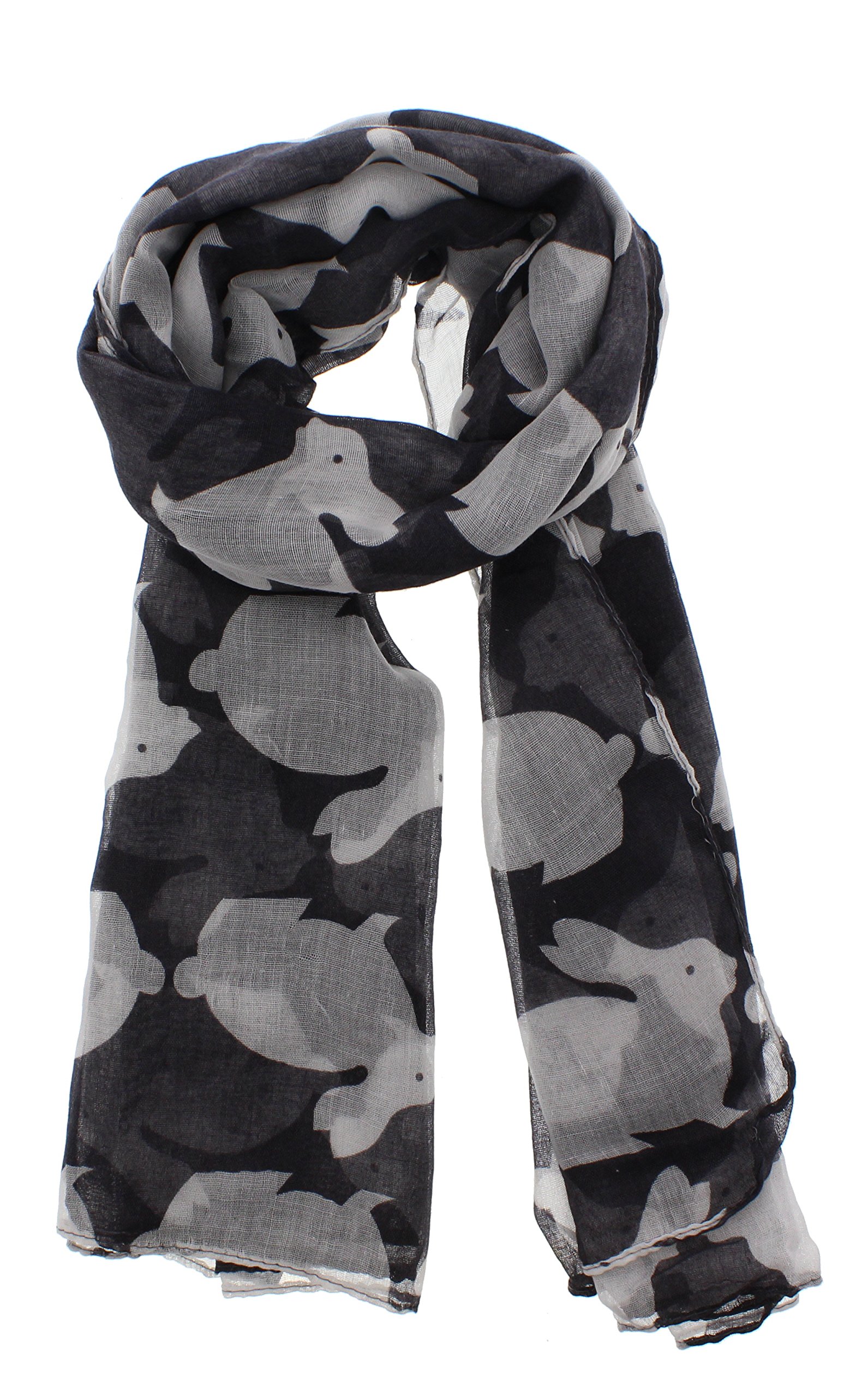 Zac's Alter Ego Women's Grey Long Lightweight Bunny Print Scarf