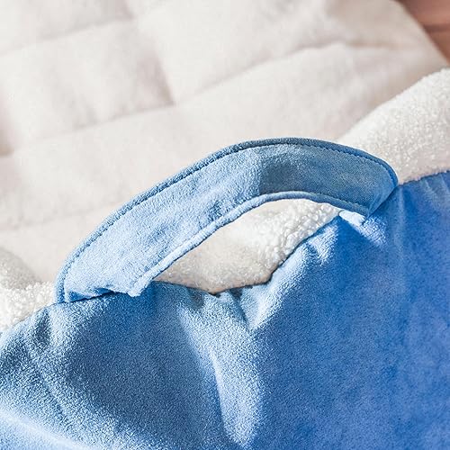 Miniatura 6 de Big Joe Roma - Puf, sherpa de avena y gamuza vegana azul polvoriento, poliéster suave, 3 pies