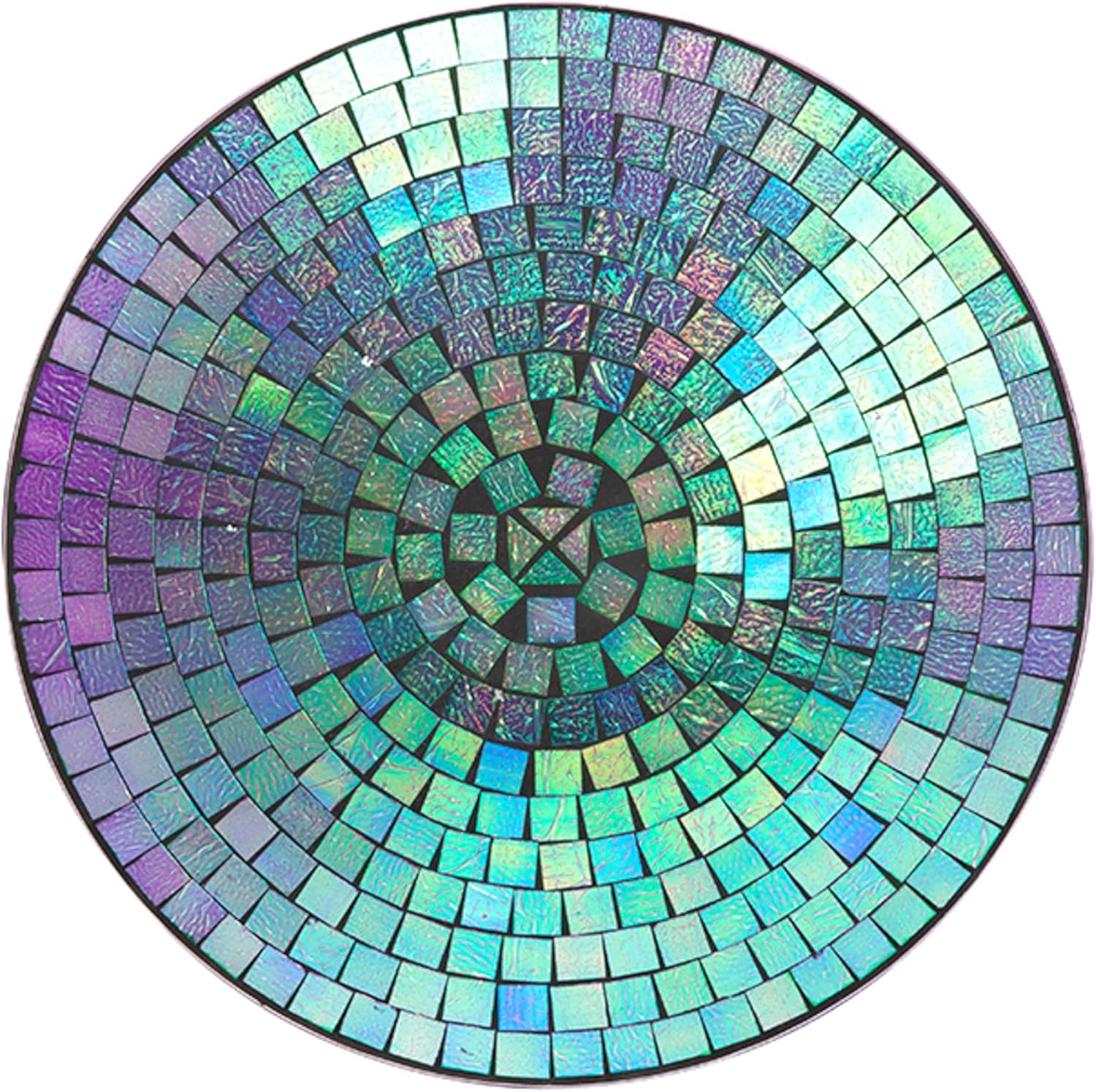 Audubon Rainbow Glass Mosaic Bird Bath with Steel Stand – 15" Wide, 24" Tall – Outdoor Birdbath with Iridescent Tiles – Easy to Clean, Durable Glass Basin with Folding Metal Stand for Garden Use