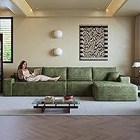 Vista 49 de Sofás modulares de 108 pulgadas para sala de estar, sofá moderno en forma de L, sofá tapizado sin estructura, asiento profundo, con diván, marrón