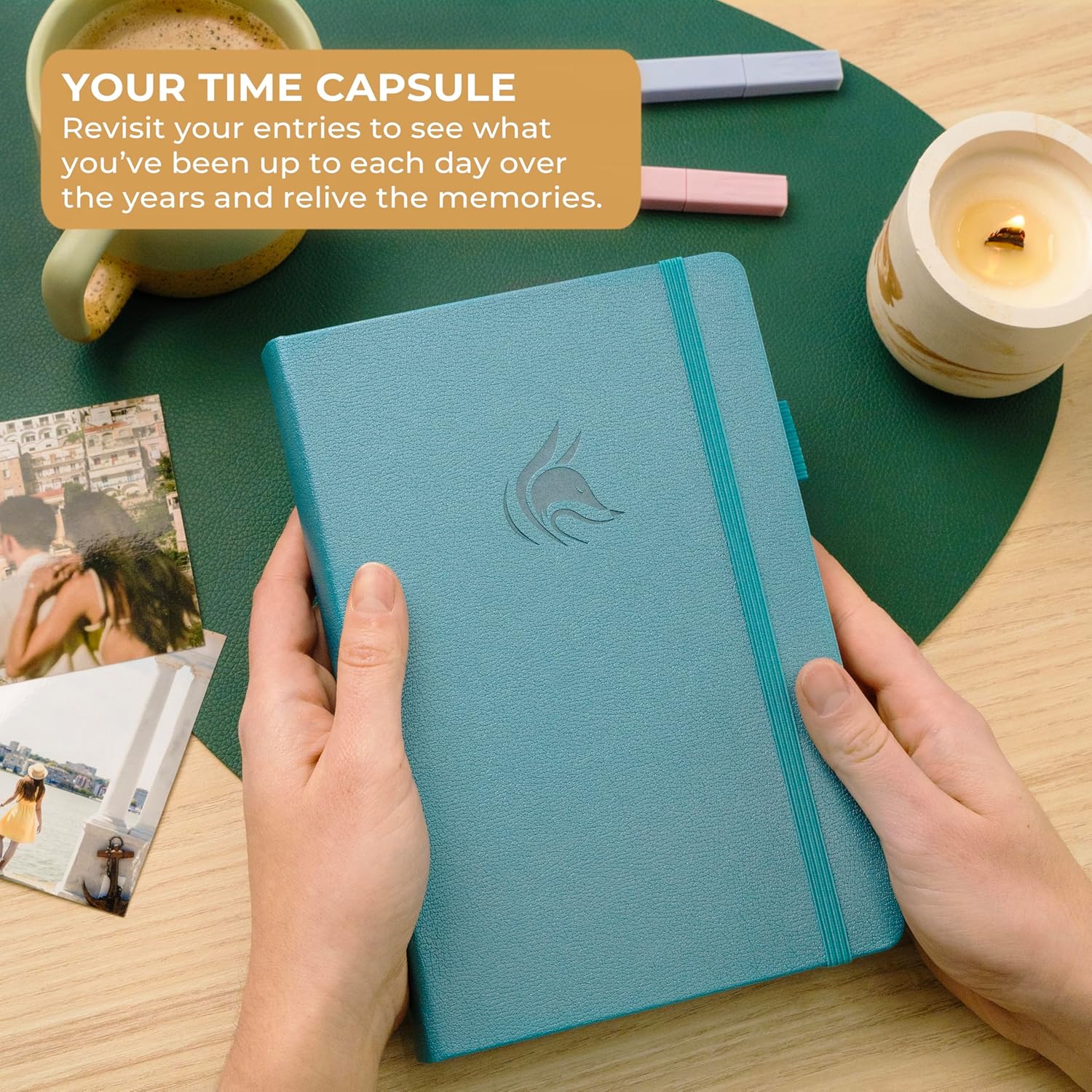 Clever Fox One Line A Day Journal – 5-Year Memory Notebook – Daily Time Capsule Diary for Women & Men –Five-Year Day-by-Day Planner (Aquamarine)