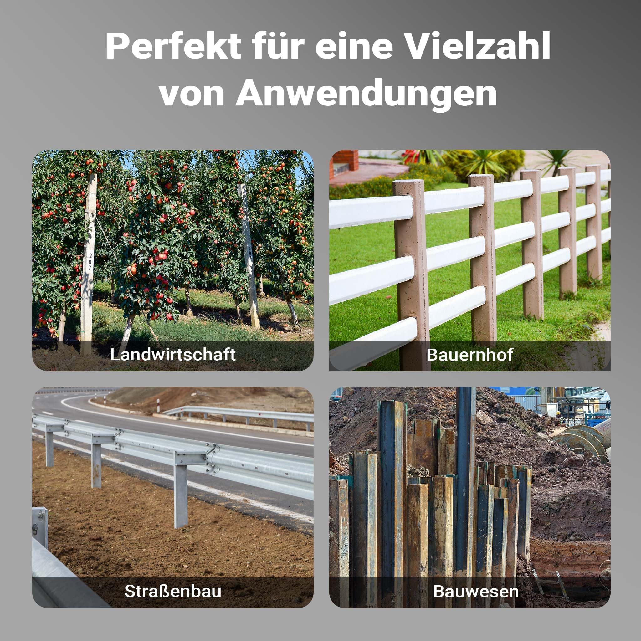 Wiltec Handramme Ø14 cm Zaunpfahlramme mit Handgriffe, Pfahlramme aus Stahl, Pfostenramme für Zaunbau und Bodenverdichtung