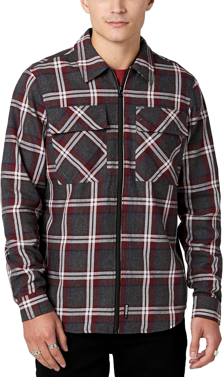 Buffalo David Bitton Men's Shirt Style Shacket Jacket, Charcoal Grey, Small