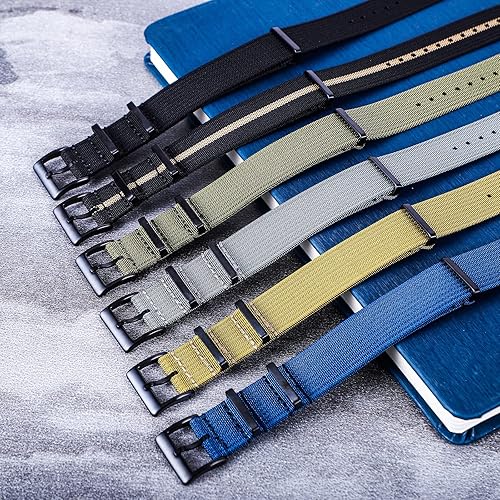 Miniatura 6 de Carty Military Watch Straps with Black Heavy Buckle,Sport Nylon Watch Bands for Men 18mm 20mm 22mm