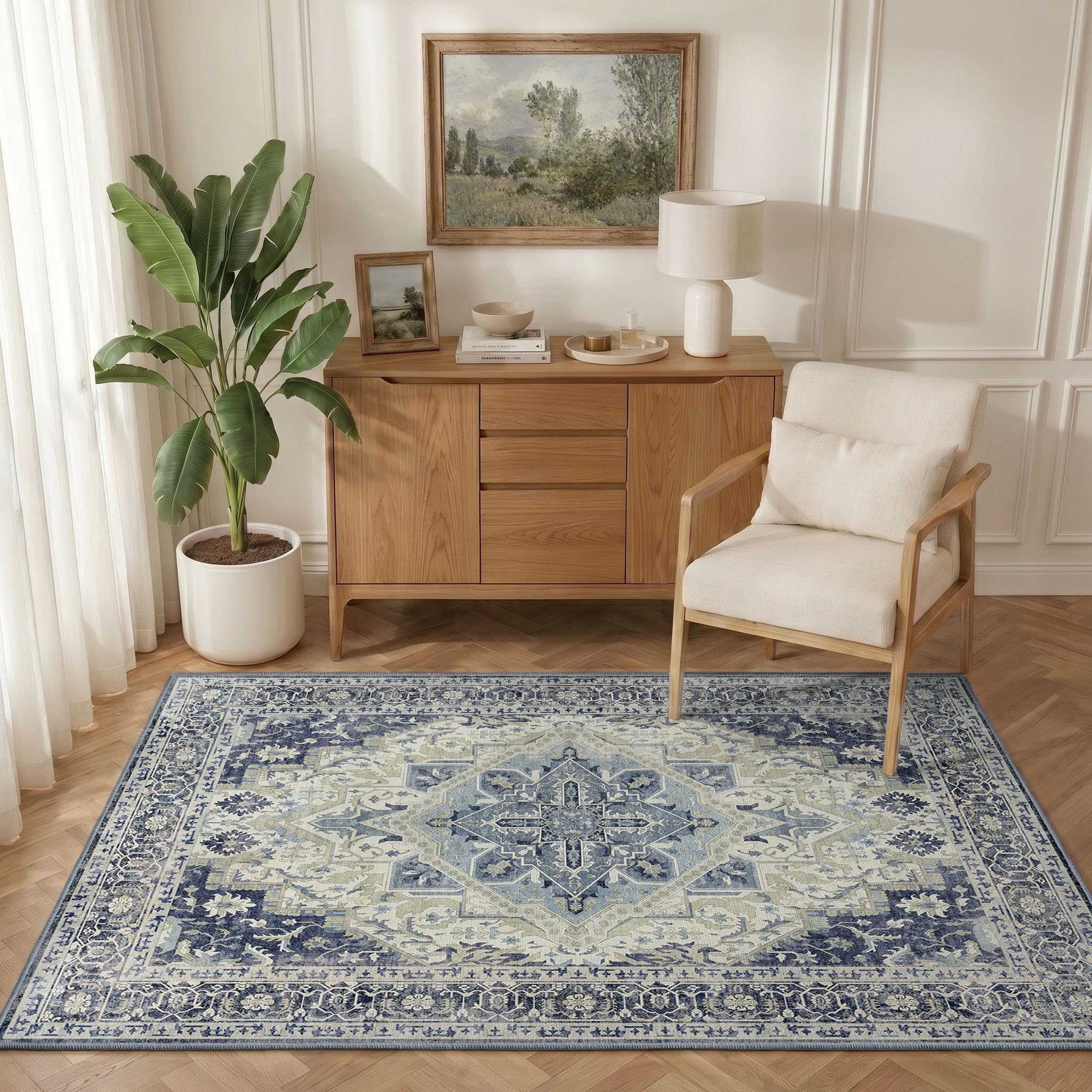 INOVADAY Waschbarer Teppich Wohnzimmer Vintage