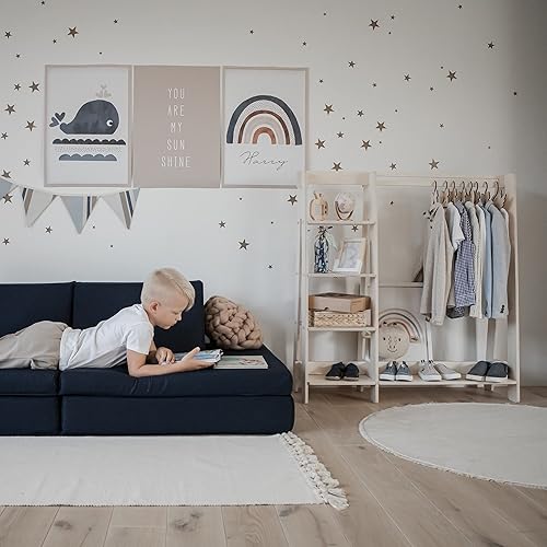 Miniatura 21 de Sweet Home from wood Armario infantil – Perchero de madera con riel colgante y estante de exhibición para niños – Muebles de vestir de bricolaje,