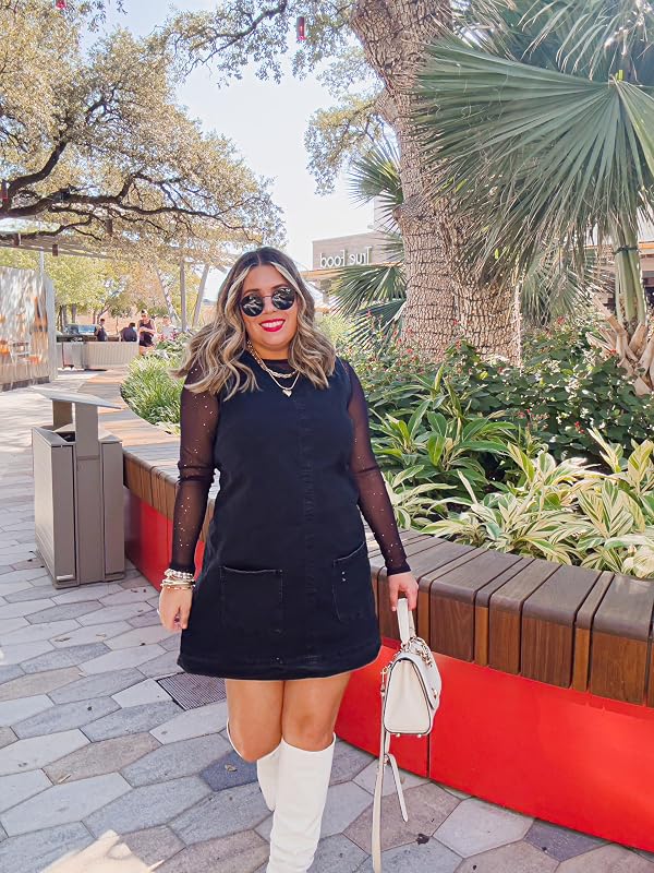 Womens Sleeveless Casual Denim Dress - Summer Crewneck Vintage Loose Jean Romper Overall Dress with Pockets Black by Eddoyee - Used condition - Image 6