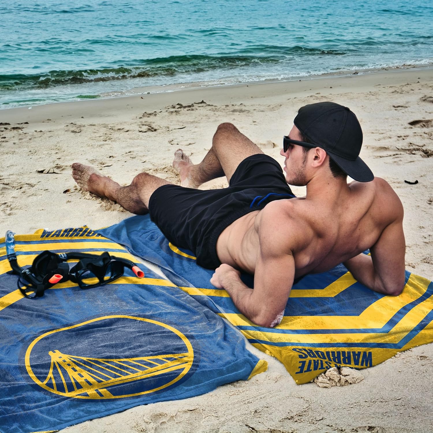 Northwest NBA Golden State Warriors “Shatter” Microfiber Beach Towel, Quick-Drying, Sand-Free, Lightweight, Ultra-Absorbent Towel for Pool, Travel & Sports Fans, 30" x 60" - Image 3