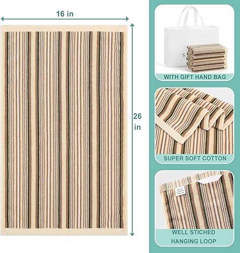 Miniatura 2 de SALAS Toallas de cocina para secar platos, paños de cocina grandes de algodón, paños de cocina de rizo a rayas, juegos de toallas gruesas altamente