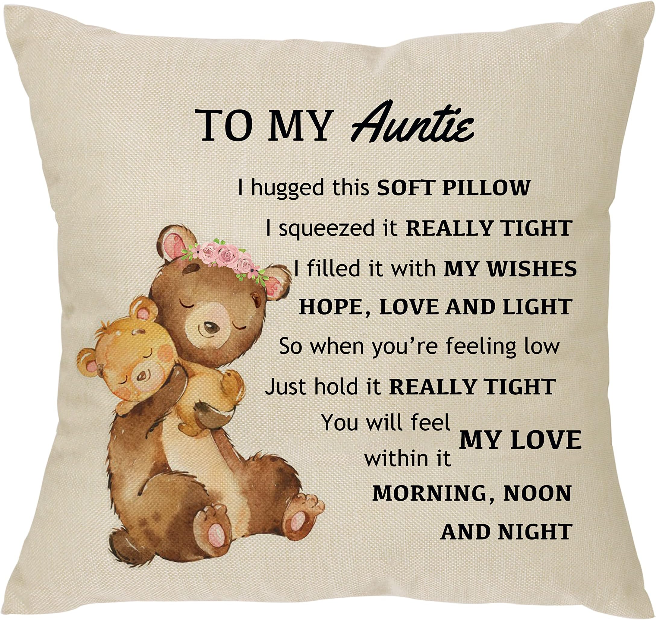XUNLIZXY To My Aunt Pillowcase Gift,Funny Aunty Pillow Cover For Birthday Christmas Anniversary Aunt Gift From Niece Nephew Cushion Cover 18"x 18"