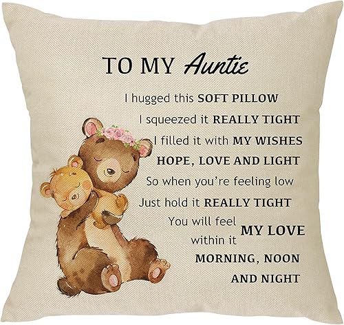 XUNLIZXY Funda de almohada con texto en inglés To My Aunt  My Aunt  Funda de almohada divertida para cumpleaños, Navidad, aniversario, tía, regalo
