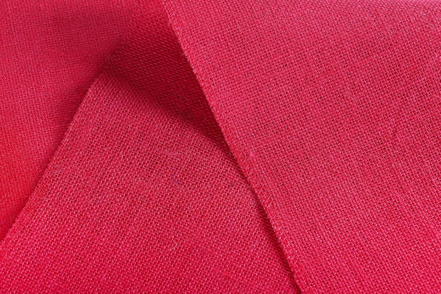 MDS 10 PCS 100% Natural Burlap Table Runners 12 x 72 Inch Rustic Farmhouse Country Vintage Boho Jute Runner for Wedding Home BBQ's Coffee Tea Party Dinning Table Decorations - Magenta