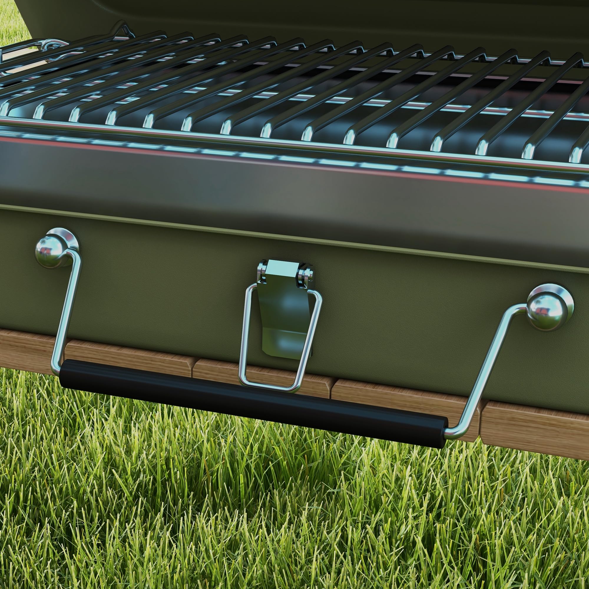 Outsunny Grill stołowy węglowy z misą na węgiel Zielony 47x30x28 cm