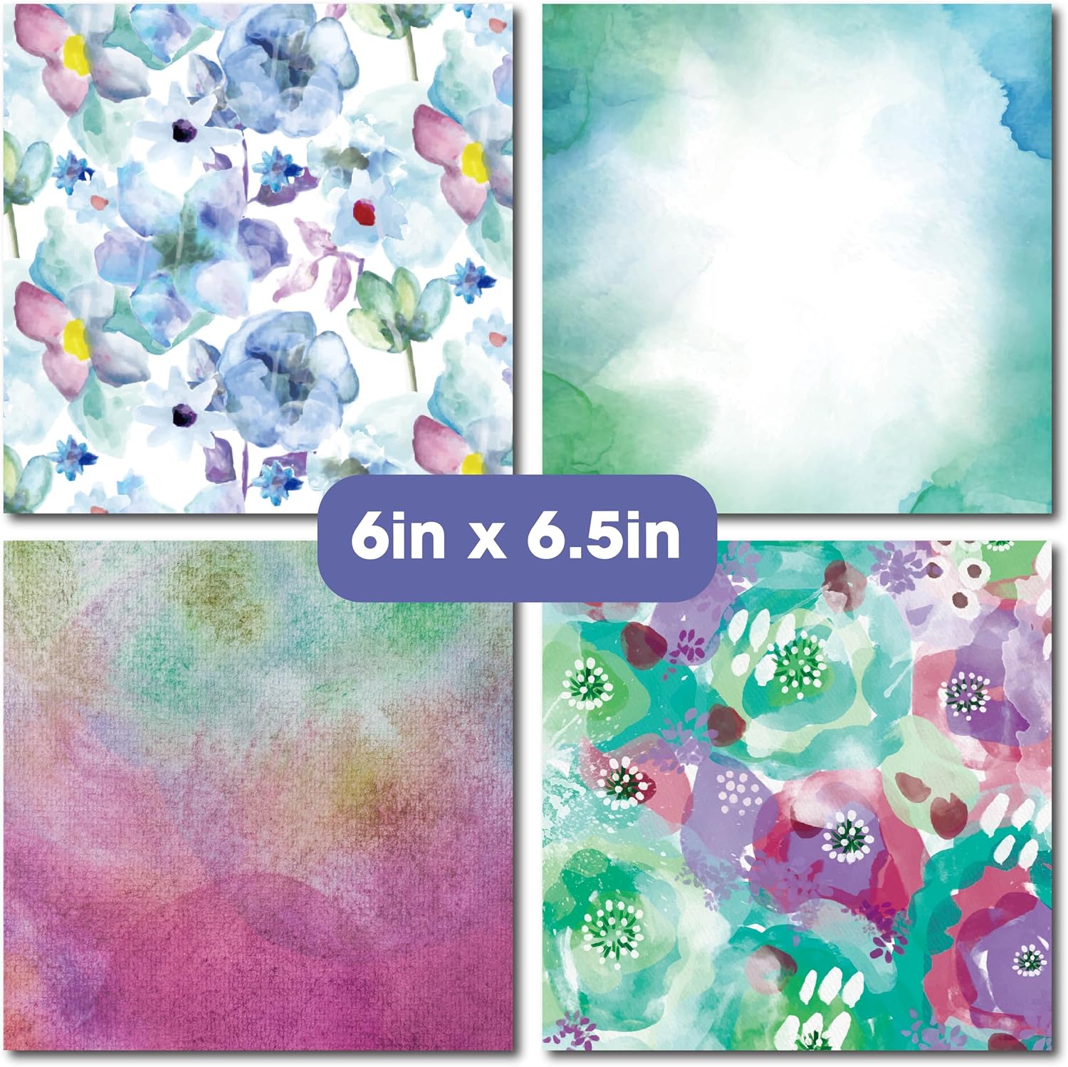 48 sheets 6 X 6.5 Scrapbooking Cardstock Decorative Paper Pack - Watercolor Flora - for Card Making Journaling Planner Origami Scrapbook Paper Scrapbook Materials Supplies