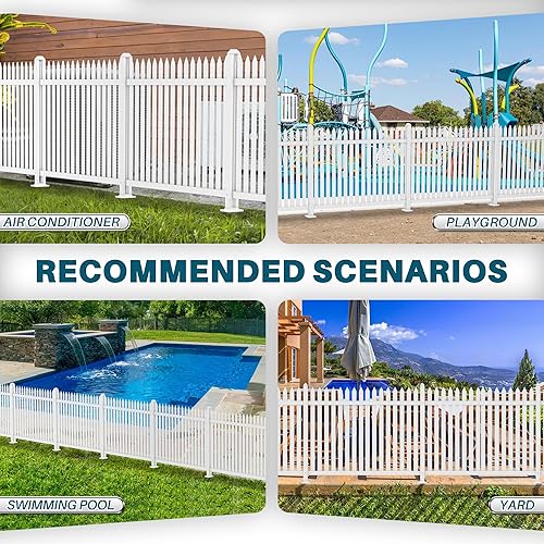 Miniatura 2 de Coarbor 1 juego de valla de vinilo de 84 x 30 pulgadas, valla decorativa de PVC blanco para patio, patio al aire libre, barrera para mascotas, valla