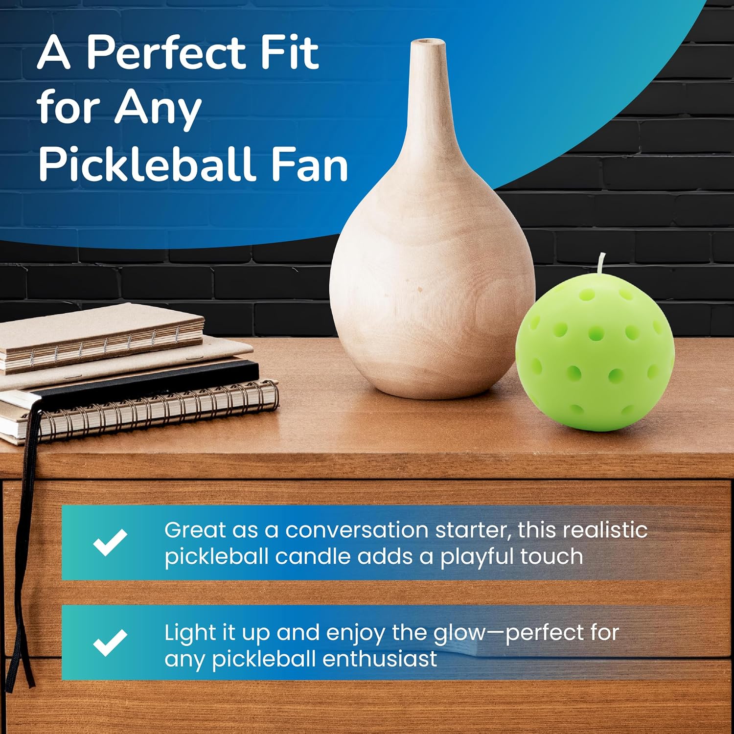 Pickleball Candle – Realistic Pickleball-Shaped Lemon Scented Candle | Fun Novelty Candle for Pickleball Lovers | Unique Pickleball Gift for Pickleball Lovers, Funny Home Decor