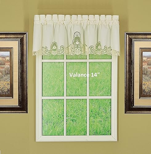 Miniatura 2 de Today's Curtain Annabelle Cenefa de macramé de 14 pulgadas, color crudo, 60 pulgadas de ancho x 14 pulgadas de largo