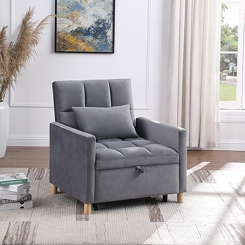 Vista 20 de Silla de cama convertible multifuncional, tela de peluche, ajustable, sofá cama extraíble individual con lumbar, para estudio, dormitorio