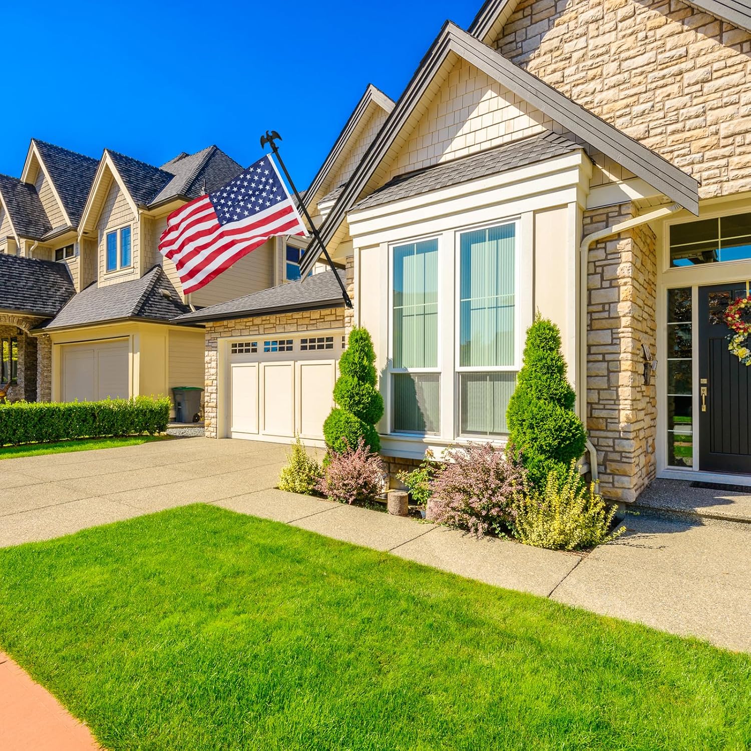 NQ 6FT Flag Pole for Outside House, 3/4 inch Diameter Aluminum Flag Pole with Eagle Topper, House Flag Pole Kit with Flag Pole Holder (Black) - Image 2