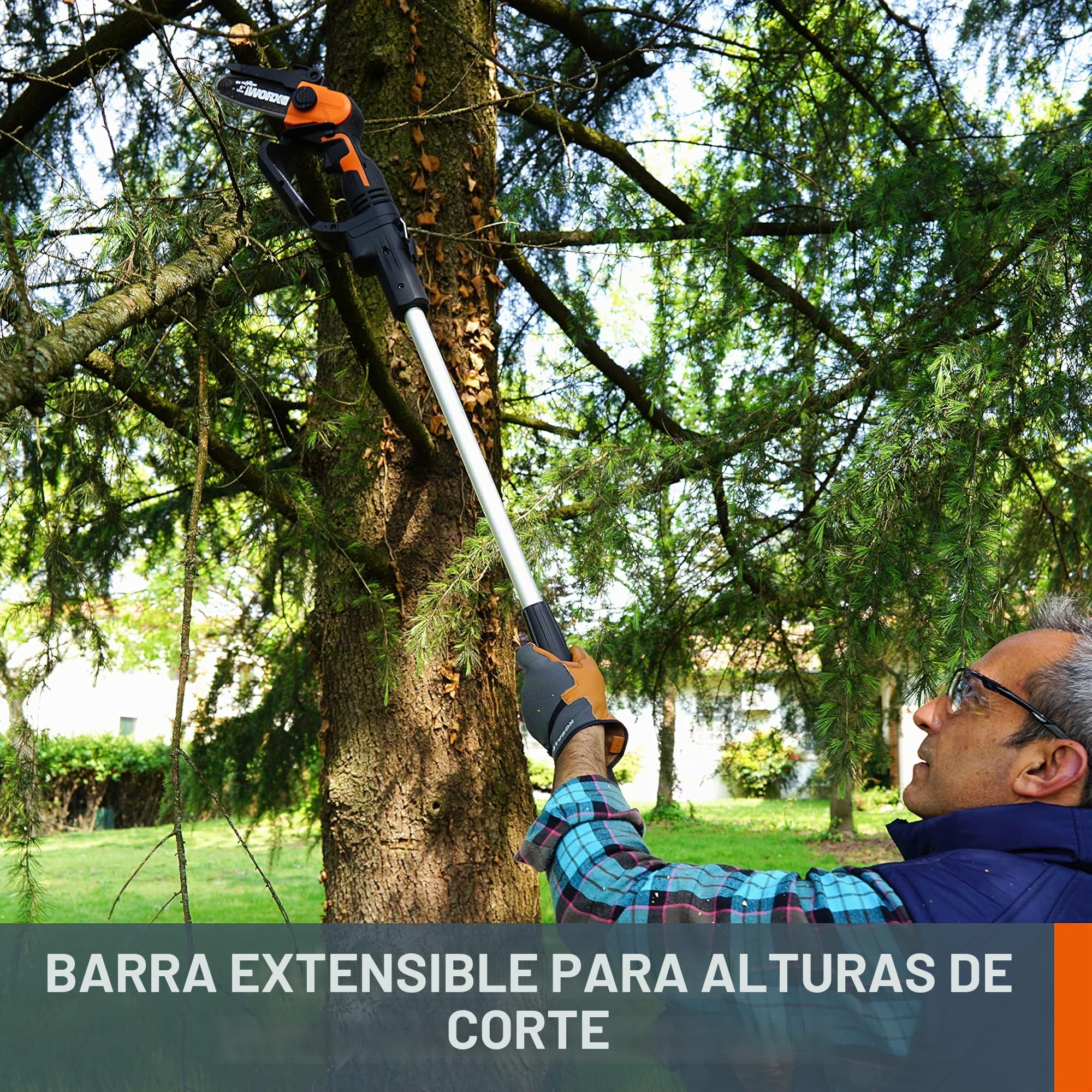WORX Minimotosierra a batería 18 V (máx. 20 V) WG324E.1, PowerShare, 12 cm, carril de guía de baja vibración, ligera y portátil, 1 batería y 1 cargador incluido