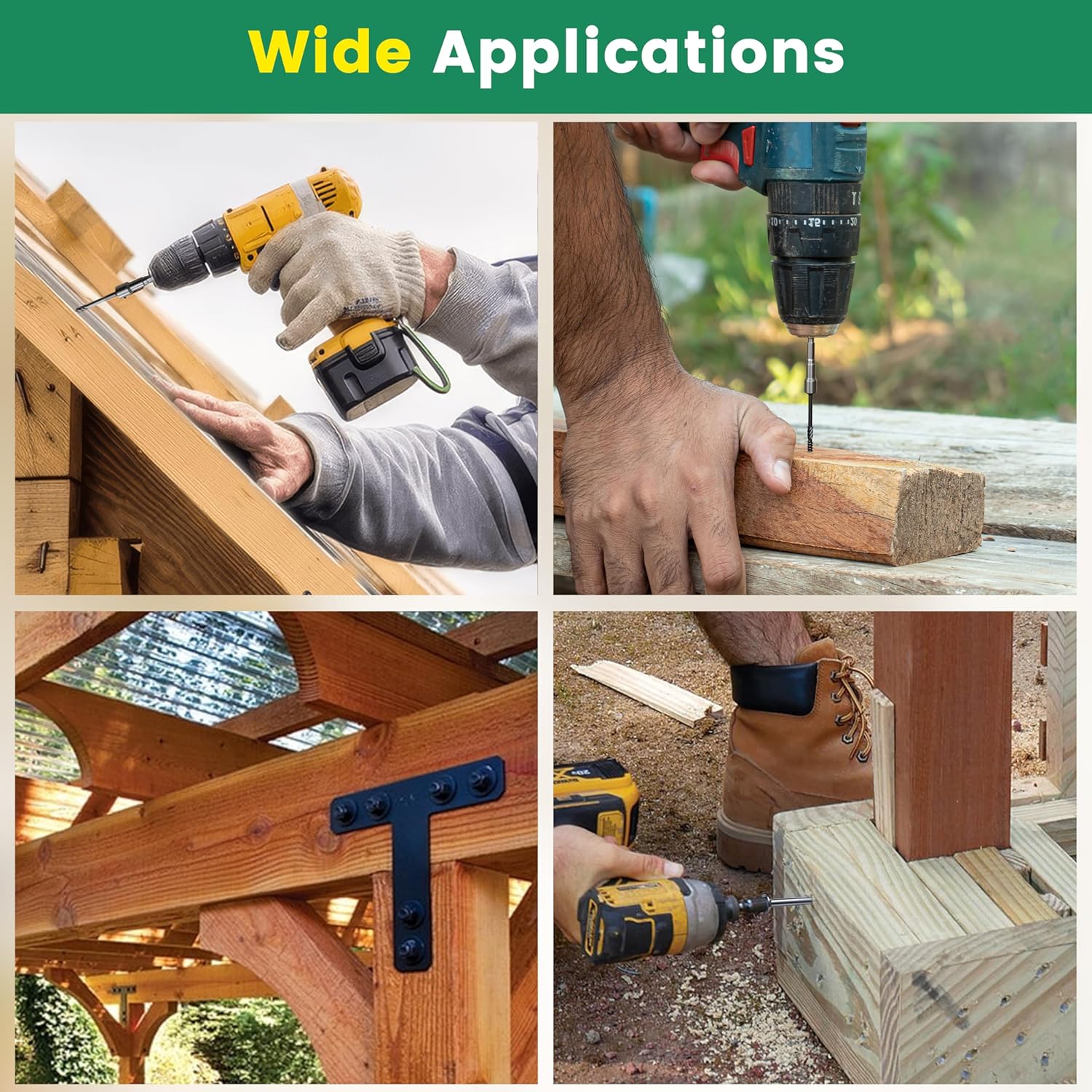 #14 x 10 Wood Structural Screws 50 Pcs, Exterior Hex-Head Lag Screws, Black Heavy Duty Construction Timber Log Landscaping Wood Screws, Hex Socket Included