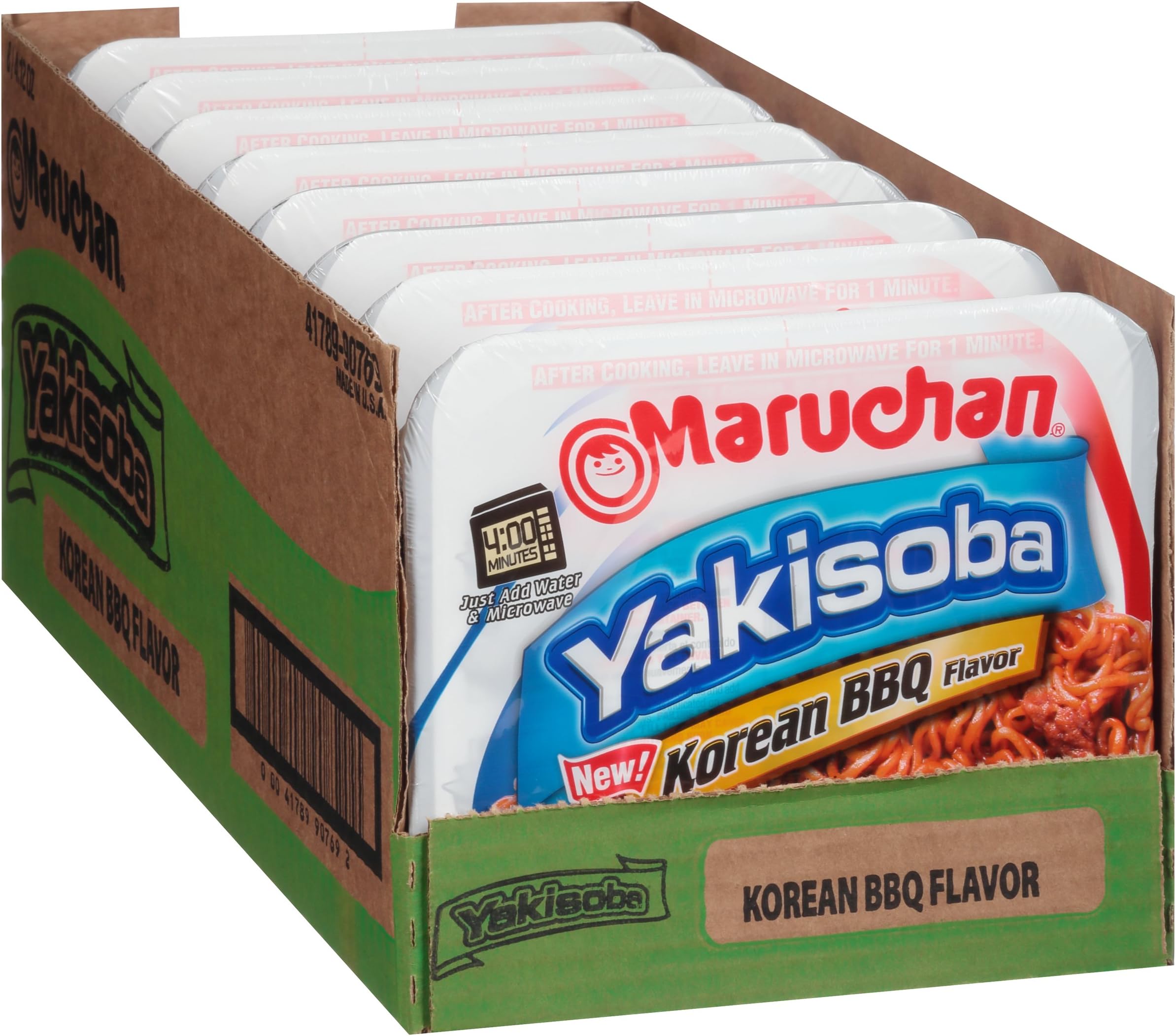 Yakisoba, Korean BBQ Flavor – Stir-Fried Japanese Instant Ramen Noodles, High Protein Microwavable Meal – 4.12 Oz. (8 Pack)