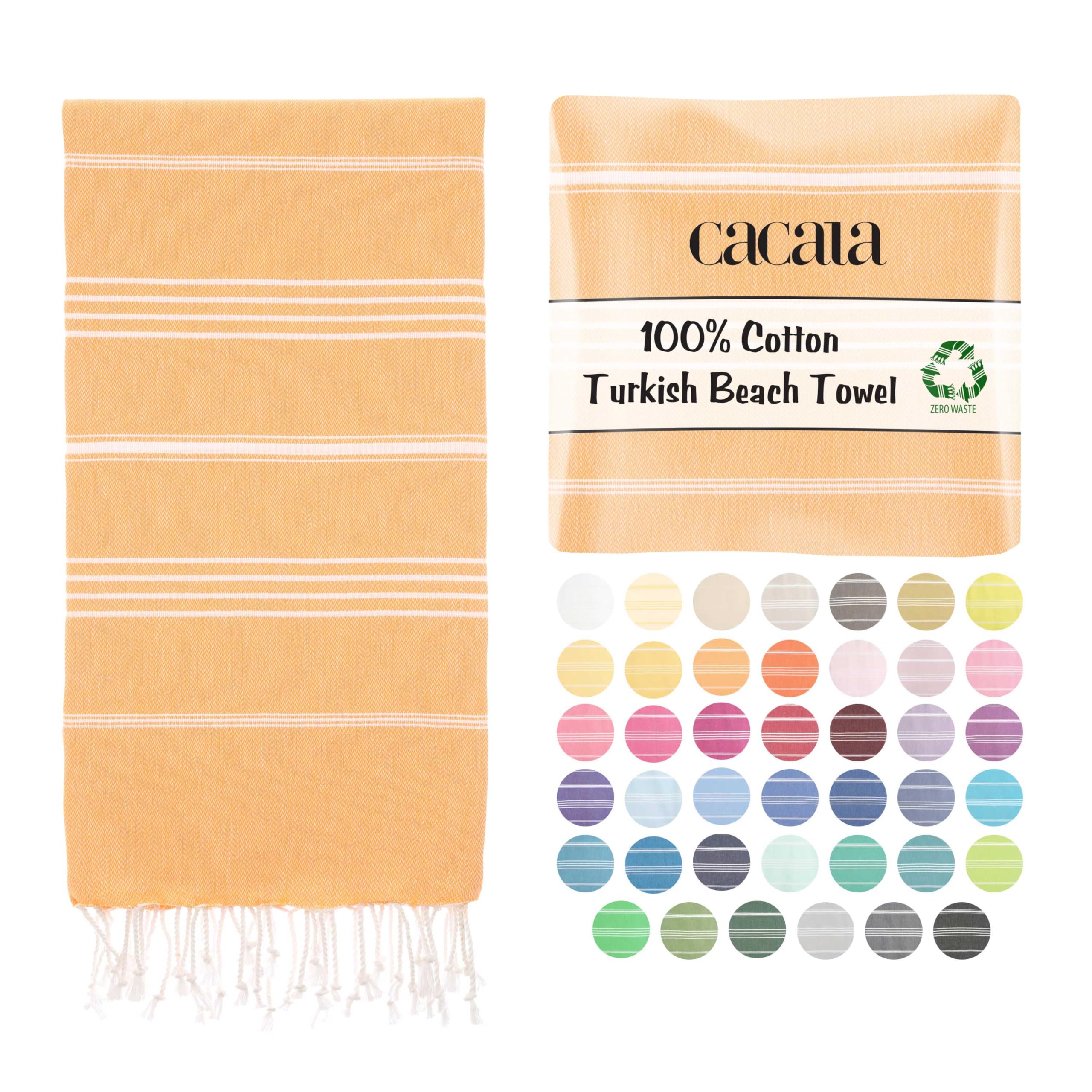 Cacala Lightweight and Thin Turkish Beach Towel 100% Cotton Sand-Free and Quick-Drying Goodness Perfect as an Extra Large Travel Towel, Beach