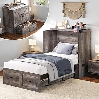 12 Bedroom Bed Ideas for Better Layout Comfort and Style 24 AMERLIFE Twin Murphy Bed Cabinet with Charging Station and Storage Drawe...