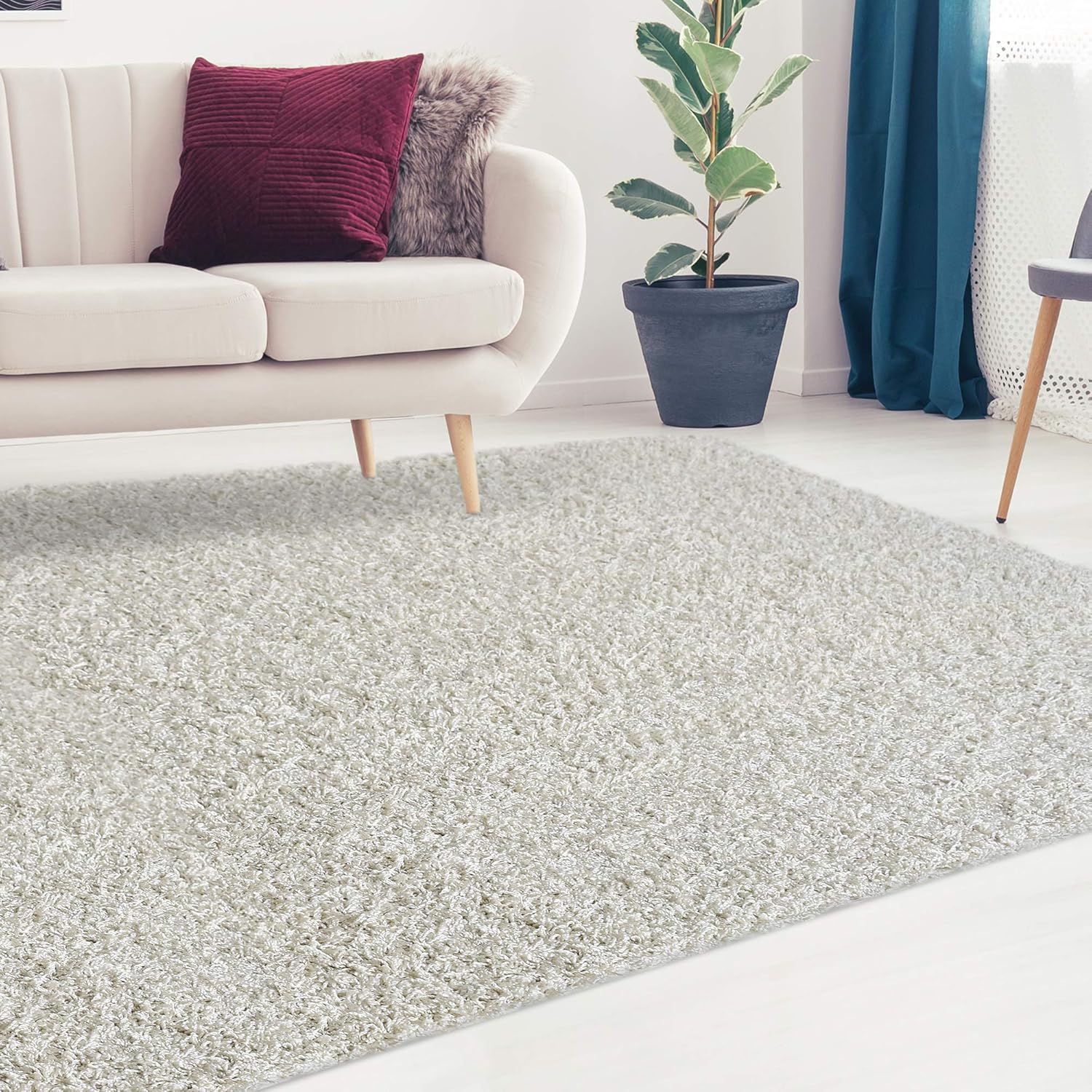 iCustomRug Cozy and Super Soft Plush Solid Shag Rug Ideal to Enhance Your Living Room and Bedroom Decor in 17 Colors / 20 Custom Sizes 9' X 12' Off White