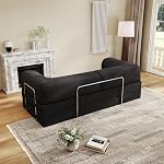 79" Canapé convertible, Canapé-sommeil Corduroy Futon Couch, Lit de canapé pliable, Canapée-souche sans os pour le salon, Aucune Assemblage Requis (Noir)
