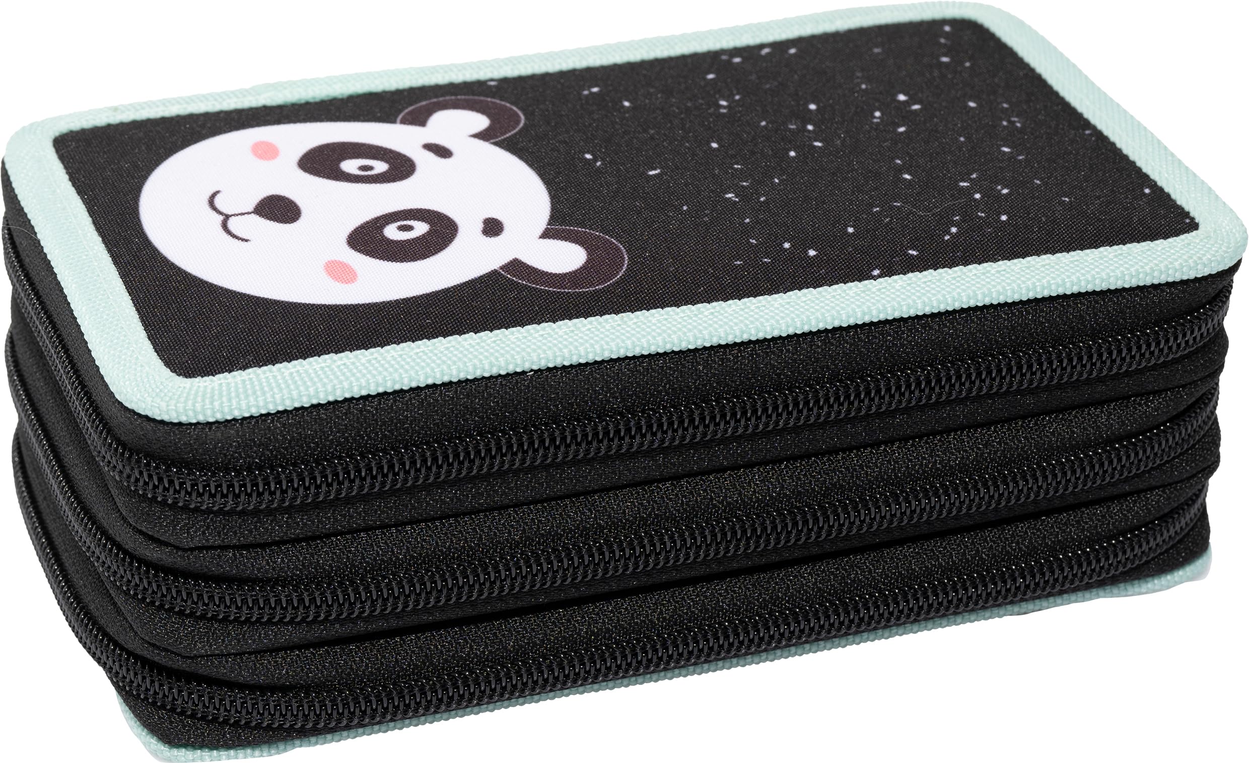 Eberhard Faber Triple Decker 577475 Pencil Case with 36 Writing Utensils Panda with 3 Zips