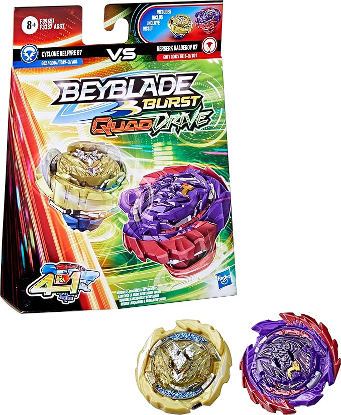 Beyblade Burst QuadDrive Berserk Balderov B7 and Cyclone Belfyre B7 Spinning Top Dual Pack Battling Game Top Toy