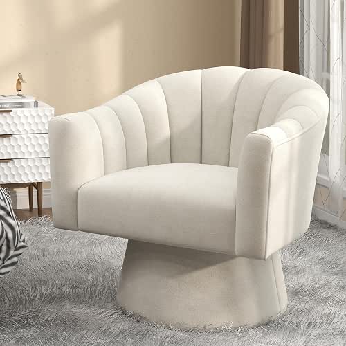 SENYAR Swivel Accent Chair, Modern Velvet Barrel Chair for Living