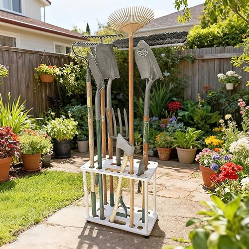 Miniatura 2 de FixtureDisplays Organizador de herramientas de mango largo Garage Garden Tool Storage Rack 10018