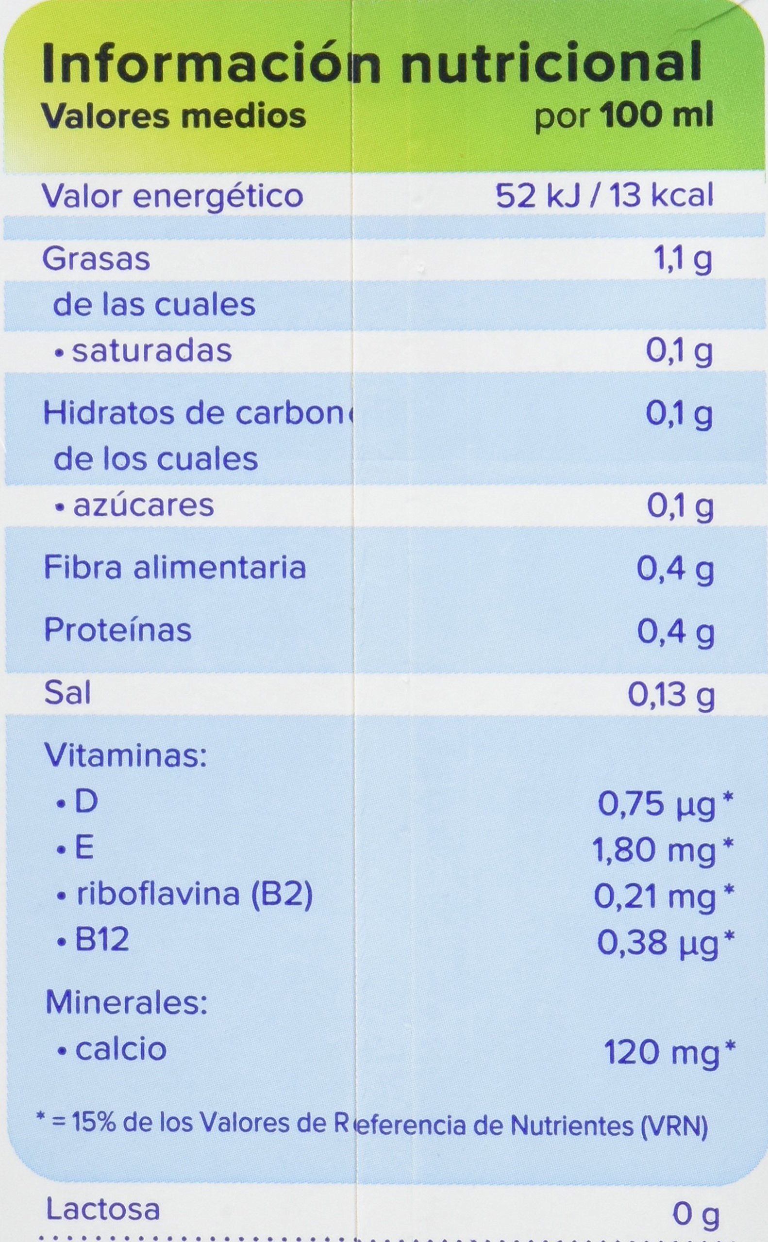 Alpro Central Lechera Asturiana Bebida de Almendras, sin Azúcar, 8 x 1L