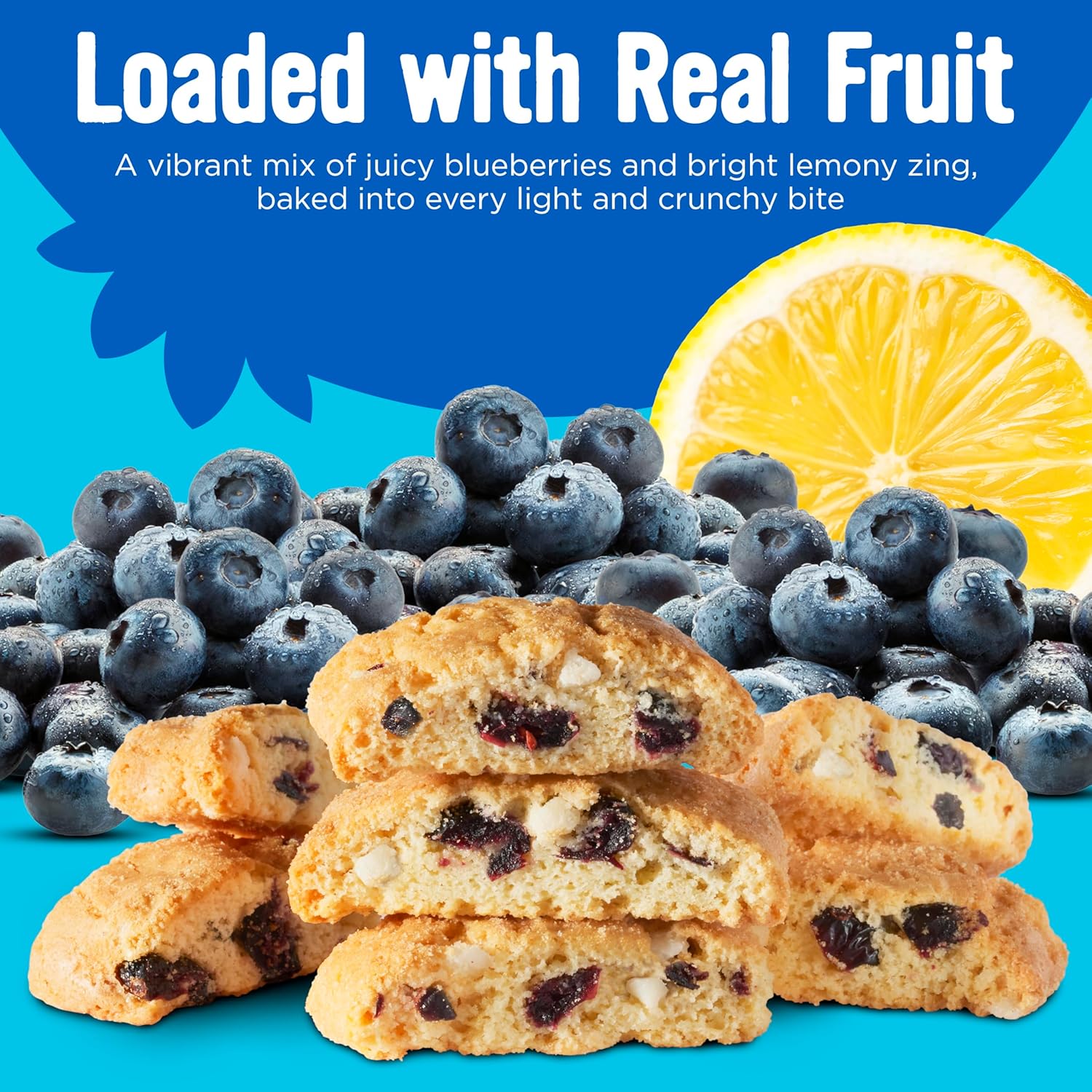 Cooper Street Italian Biscotti Cookies - Twice Baked Biscotti Style Cookie Biscuits in Delicious Blueberry Lemon Flavor | Crispy, Light and Healthy Cookies | Peanut & Dairy Free | 1.25 oz - 24 Pack