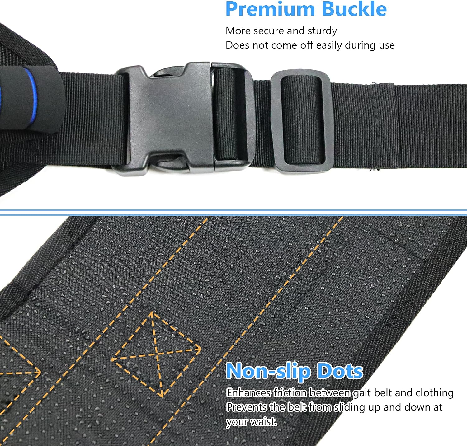 Gait Belt Transfer Belts for Seniors, Gate Belts Medical for Elderly Mobility Limited People Standing & Walking Assist Aid, 5.4" Widened Gait Belt with 7 Soft Handles, Quick Release Buckle & Adjustable Waist Size 30.9"-55.9"