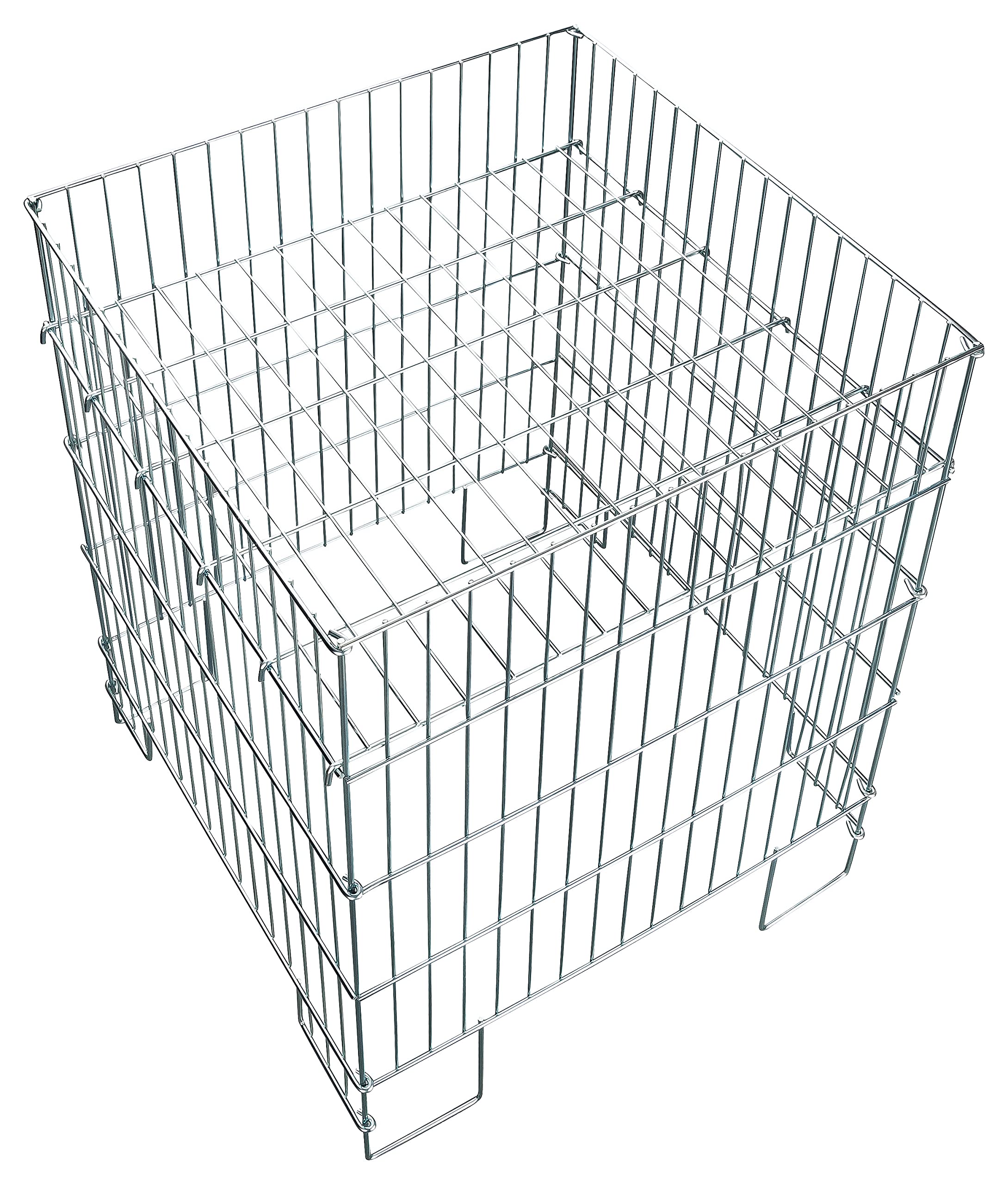 Cestino pieghevole per percussione, tavolo d'azione o negozio, 55x55x80 cm, zincato lucido, base regolabile e pieghevole